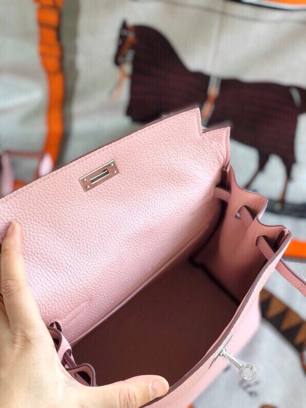 Hermes Kelly Ado Backpack In Pink Clemence Leather